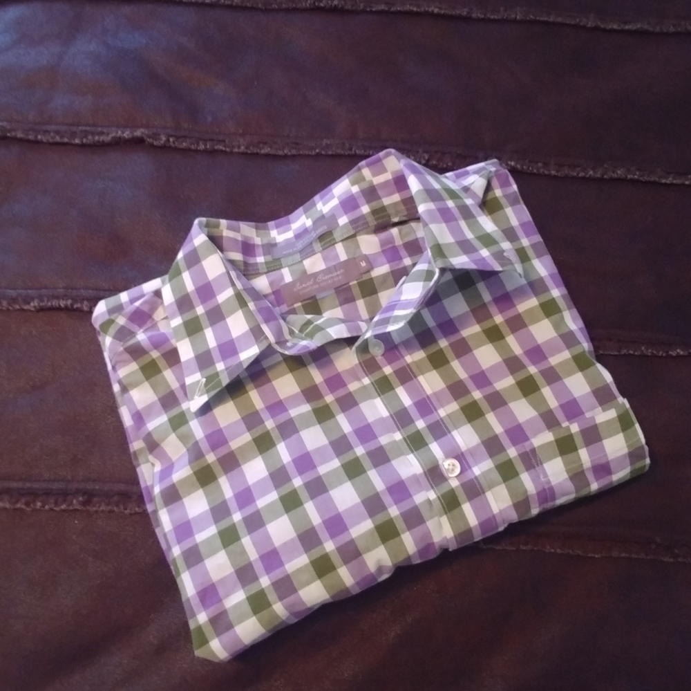White Green Purple Check Button Down - Picture 6 of 6